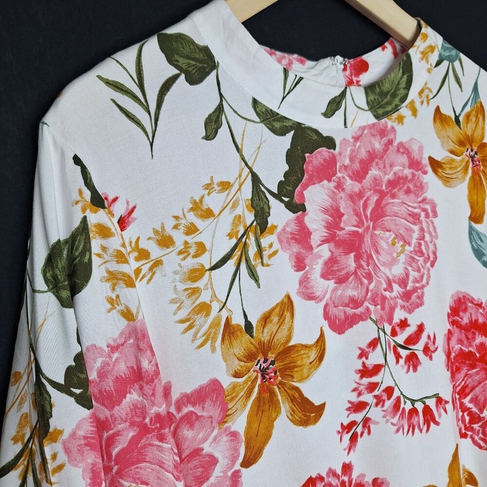 💙 Petal +Pup Floral Soft Tiered Midi Dress Size XL Vacation Formal Comfy Casual - Picture 5 of 9